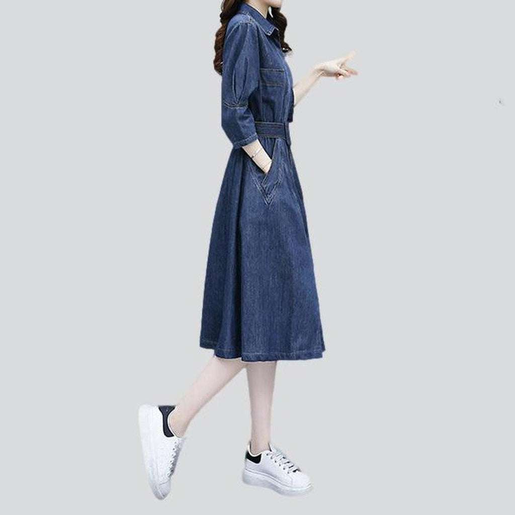 Elegant classic women jeans dress