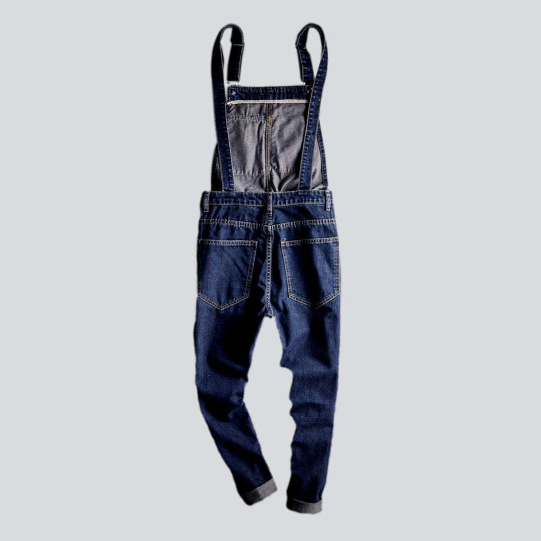 Dark wash men denim jumpsuit