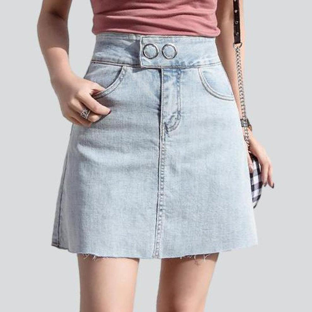 Mini denim skirt with buttons