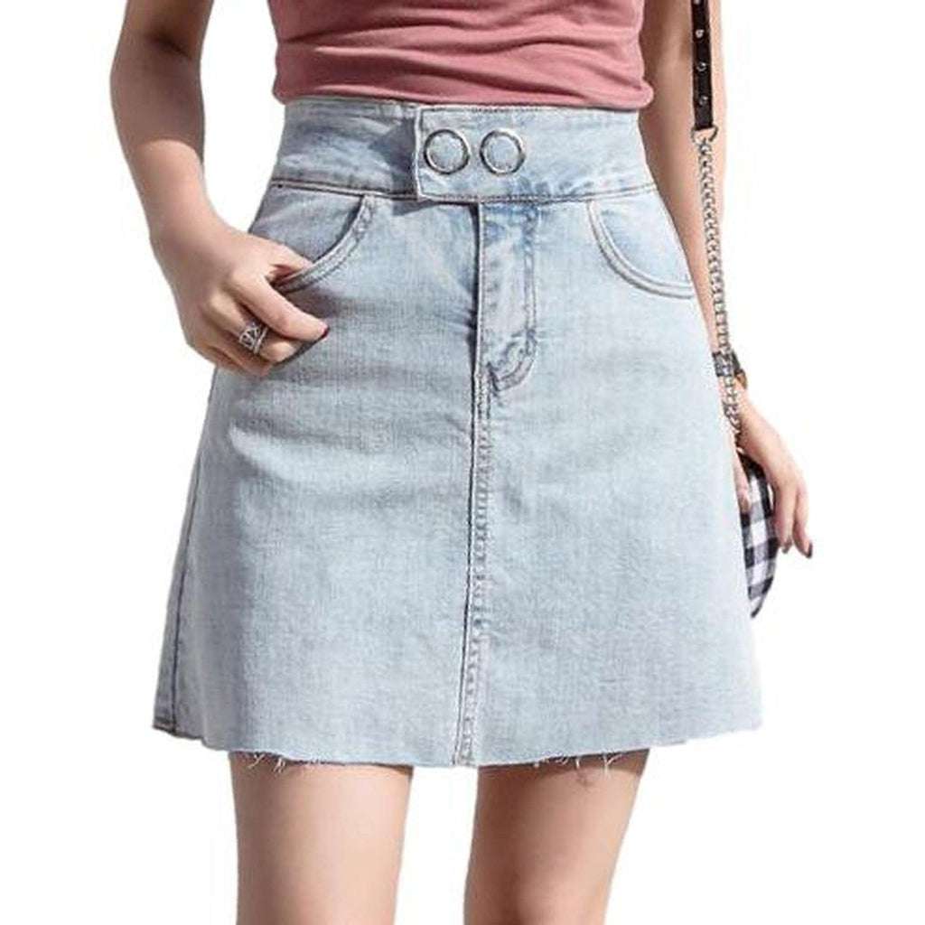 Mini denim skirt with buttons