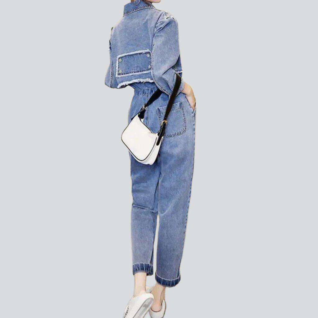 Fake two-piece women denim overall