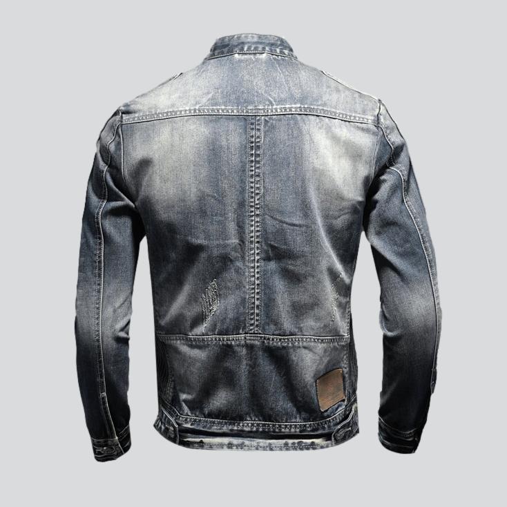 Biker-Jeansjacke im Vintage-Waschstil