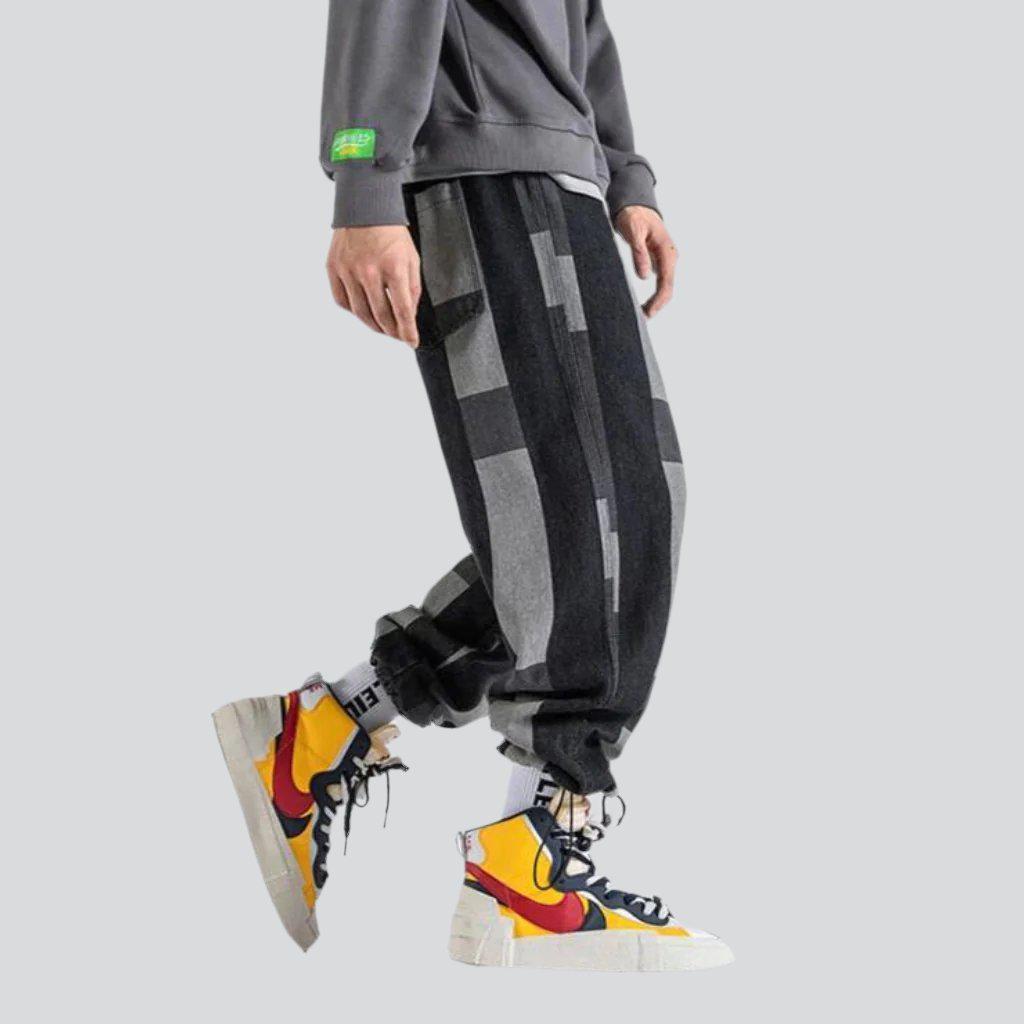 Rectangle print men baggy joggers