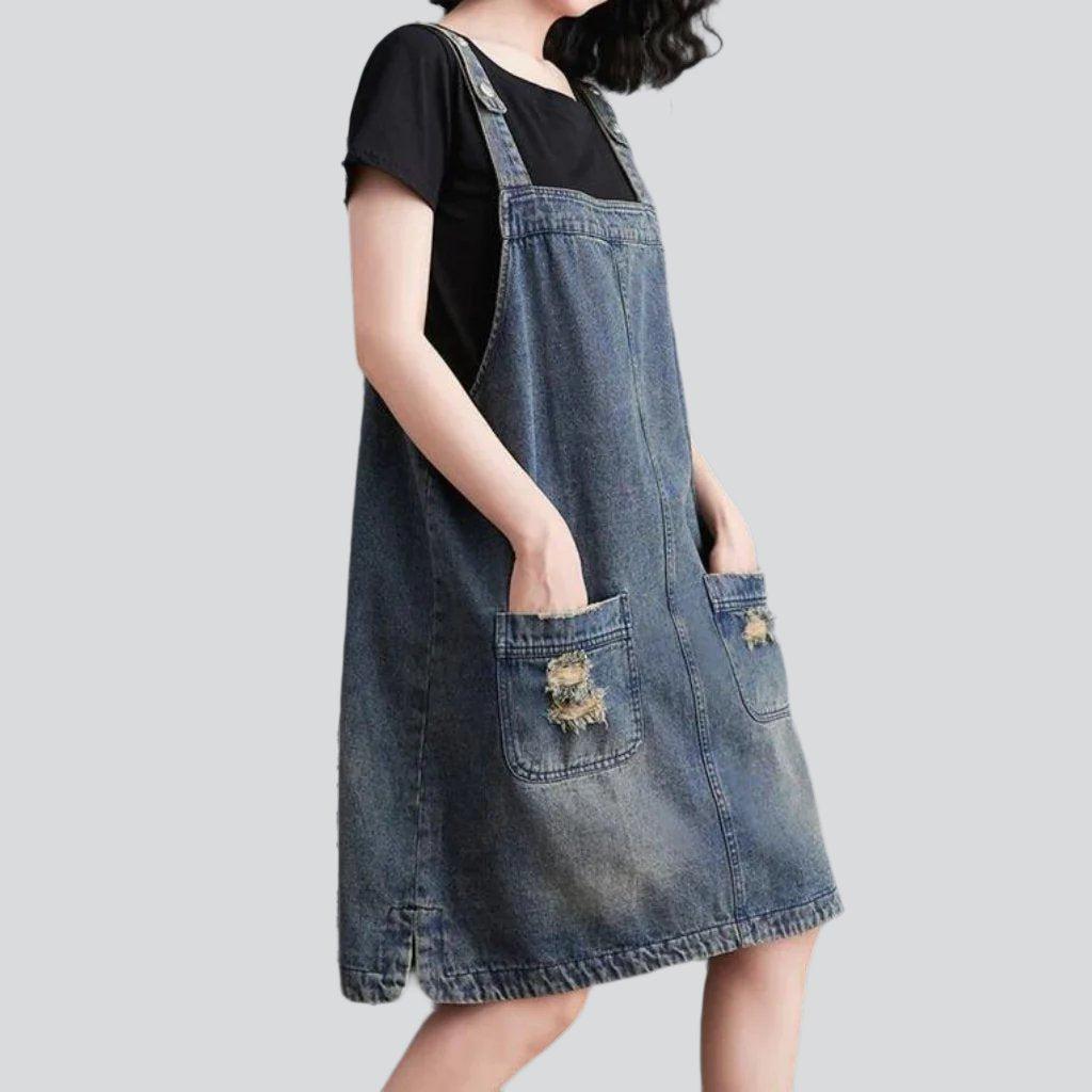 Ripped vintage women denim romper