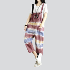 Tie-dye women denim jumpsuit