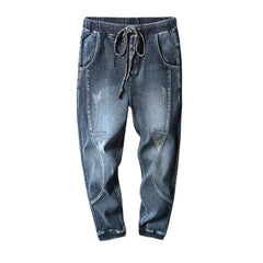 Stonewashed winter men denim joggers