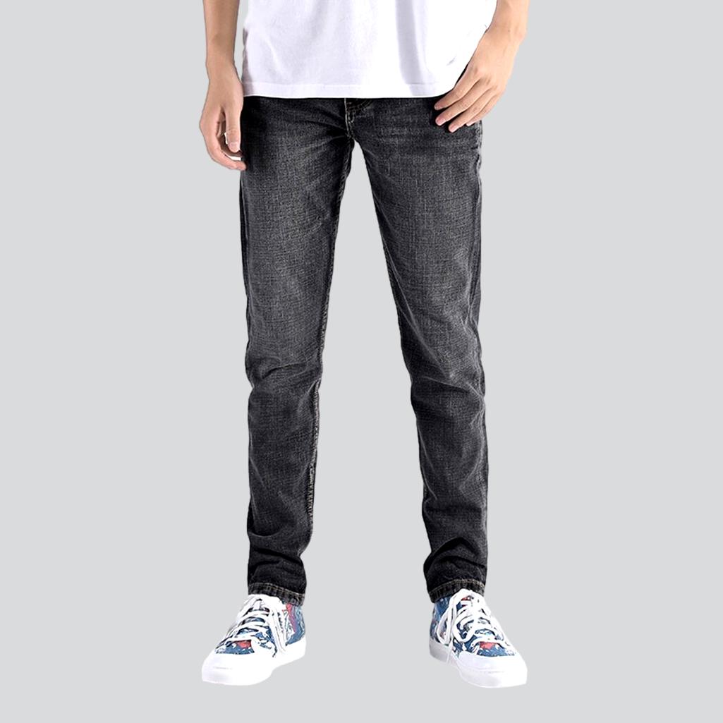 Tiger embroidery grey men jeans