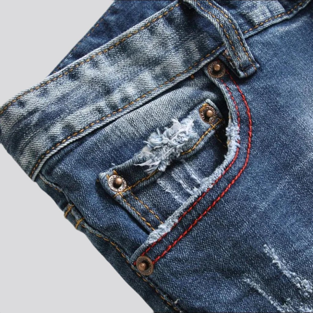 Mid-waist men paint-splatter jeans