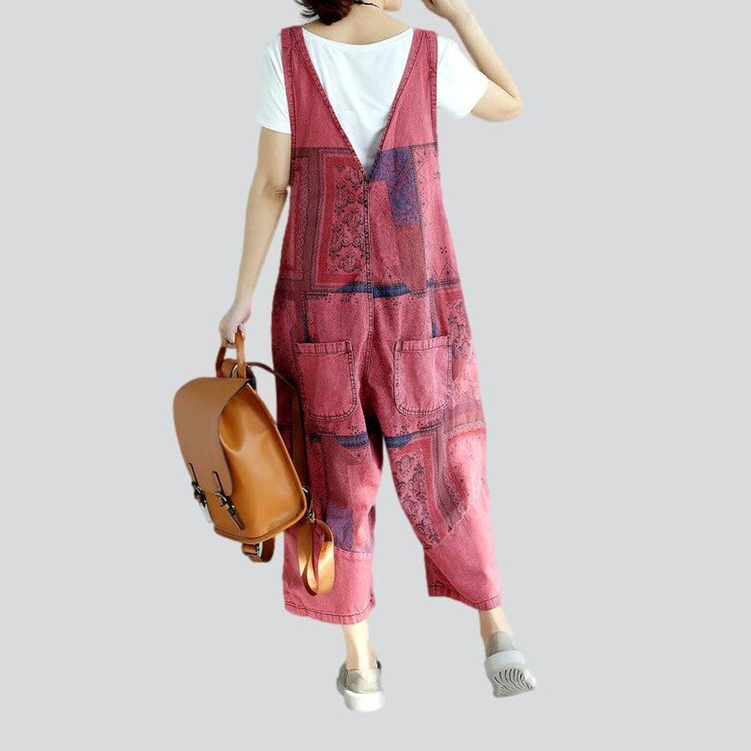 Painted baggy ladies jeans jumpsuit