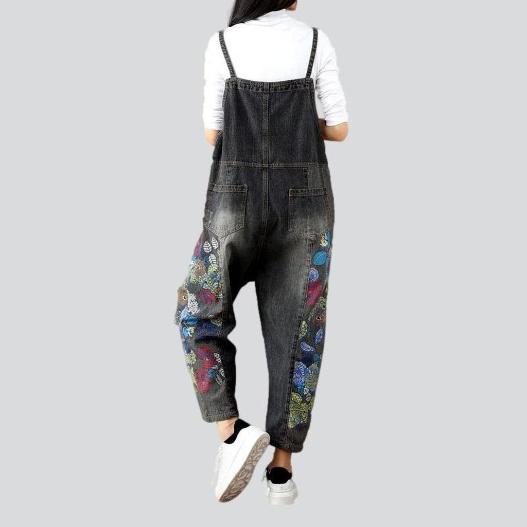 Bemalter lockerer Damen Jeans Jumpsuit