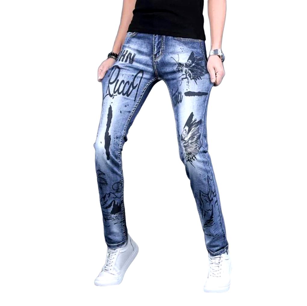 Super skinny printed men jeans