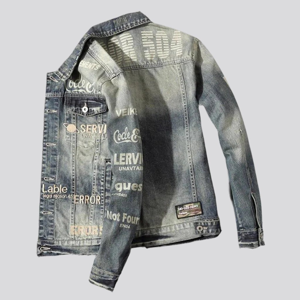 Vintage men embroidered denim jacket