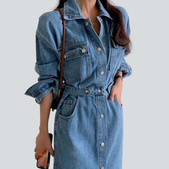 Buttoned long women denim dress