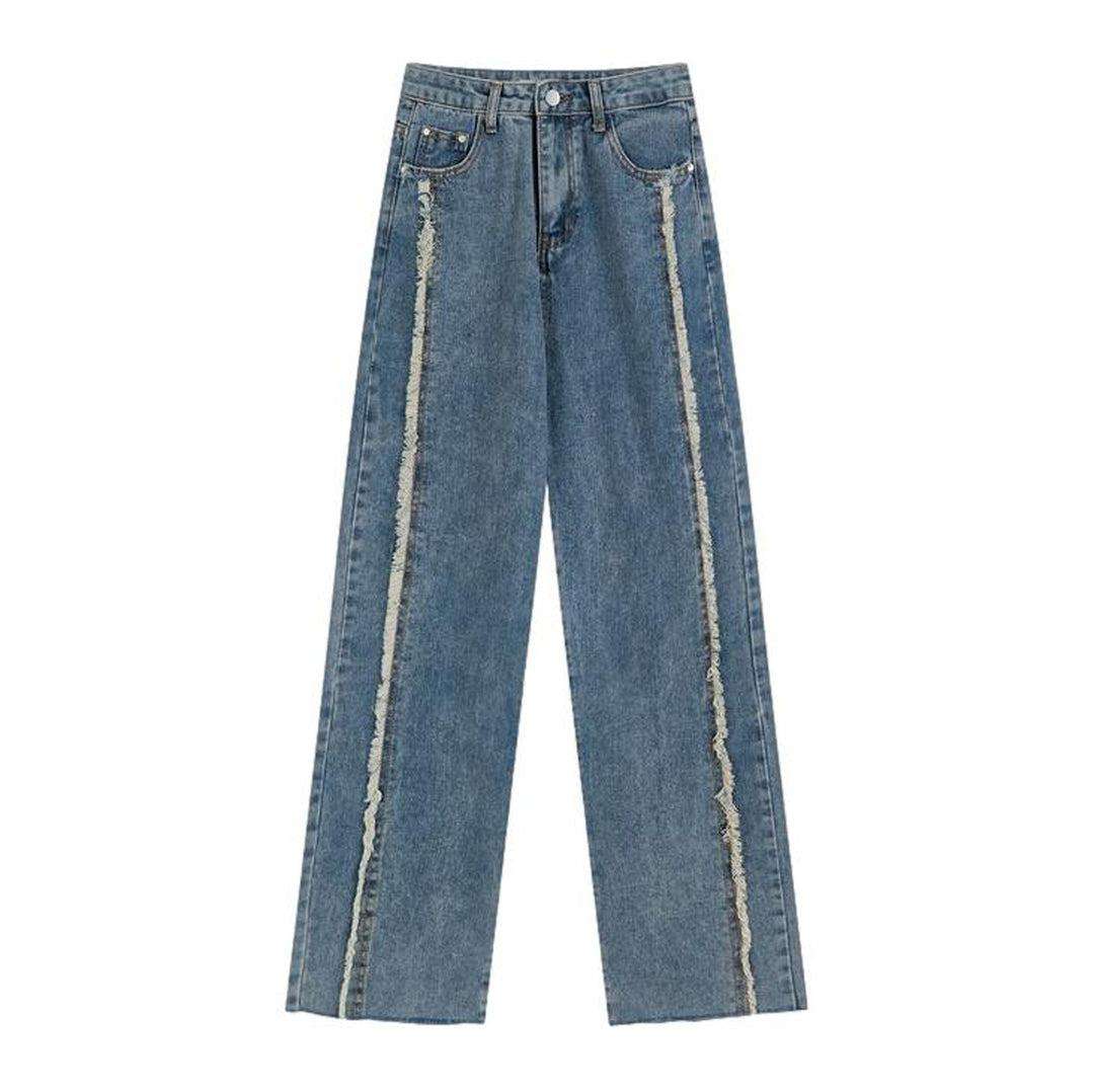 Bestickte Nähte Damen Baggy Jeans