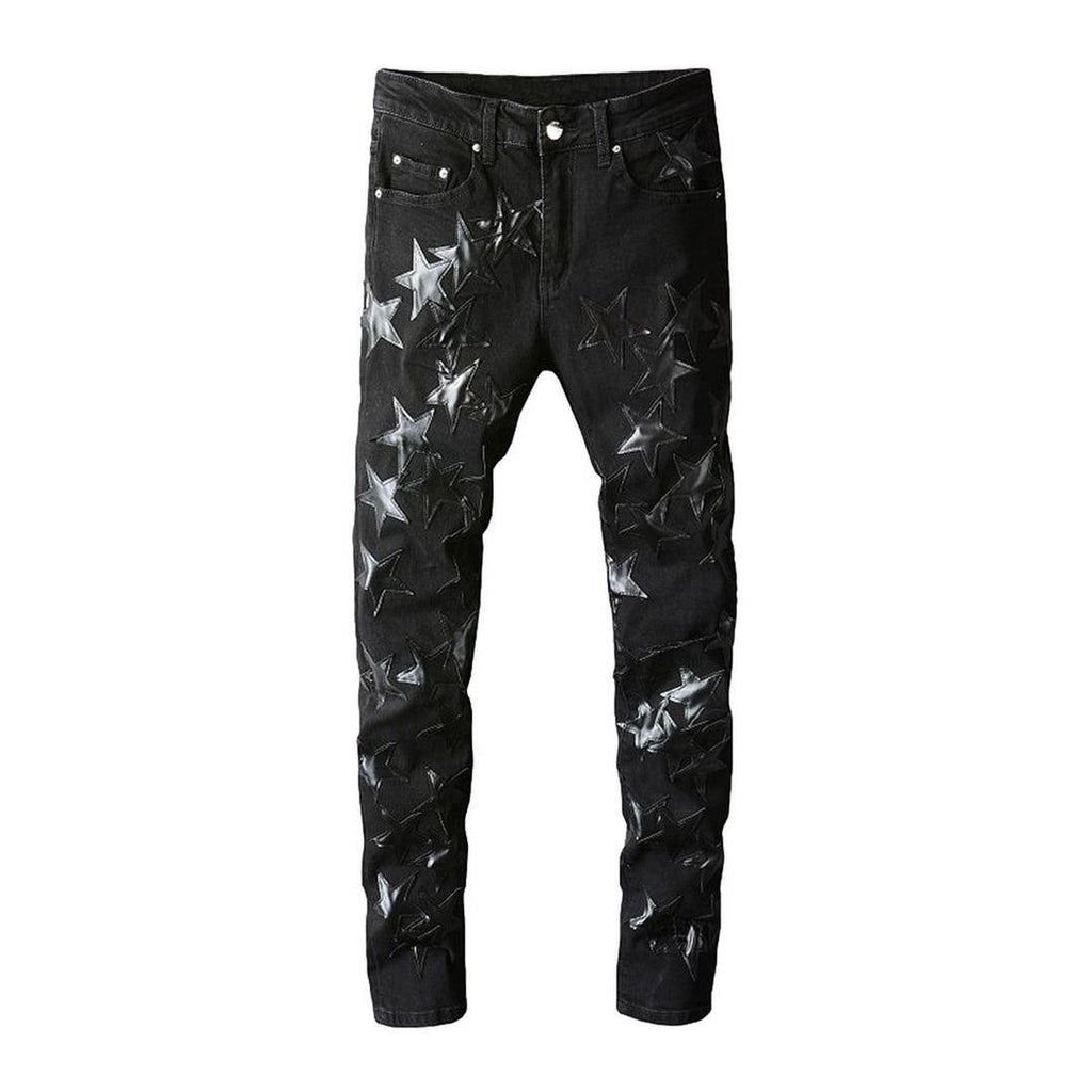 Stars embroidery men black jeans