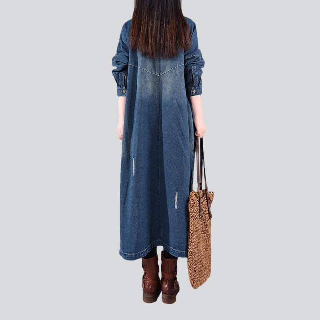 Slightly torn women denim coat