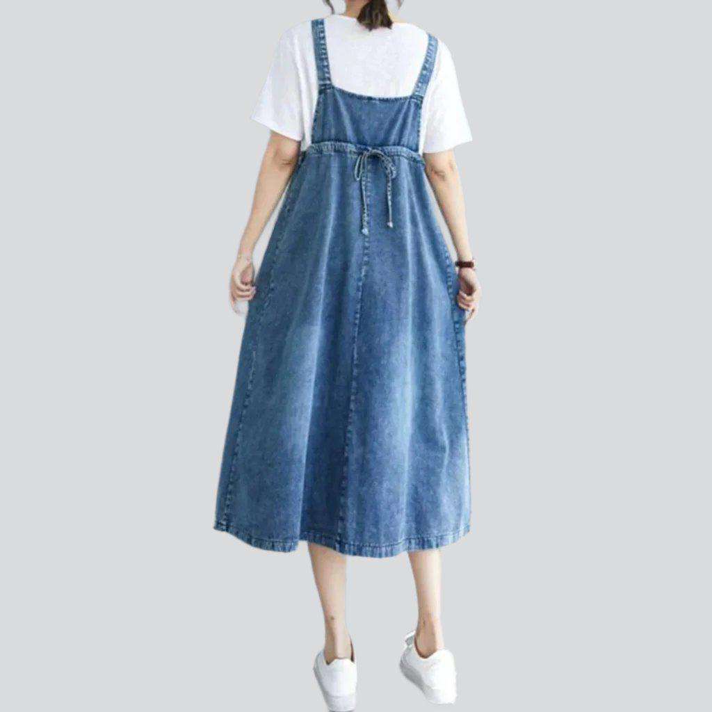 Front cargo pocket denim dress