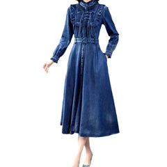 Vintage chest embroidery denim dress