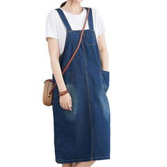 Simple sleeveless women denim dress