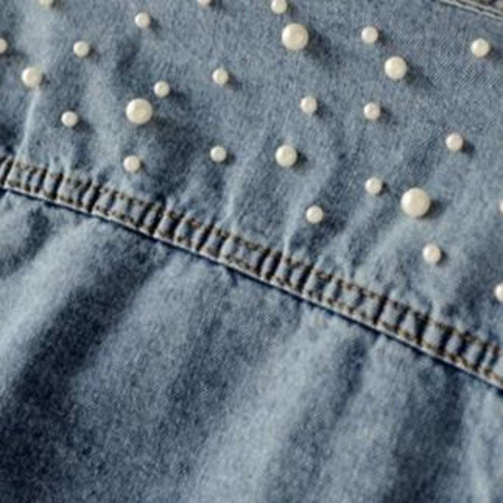 Embellished shoulders women denim jacket