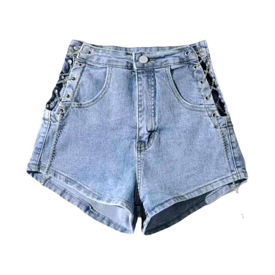 Jeansshorts mit Kettenkordelzug