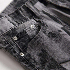 Grey print jeans for men