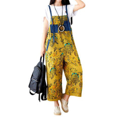 Chinese ornament women denim jumpsuit