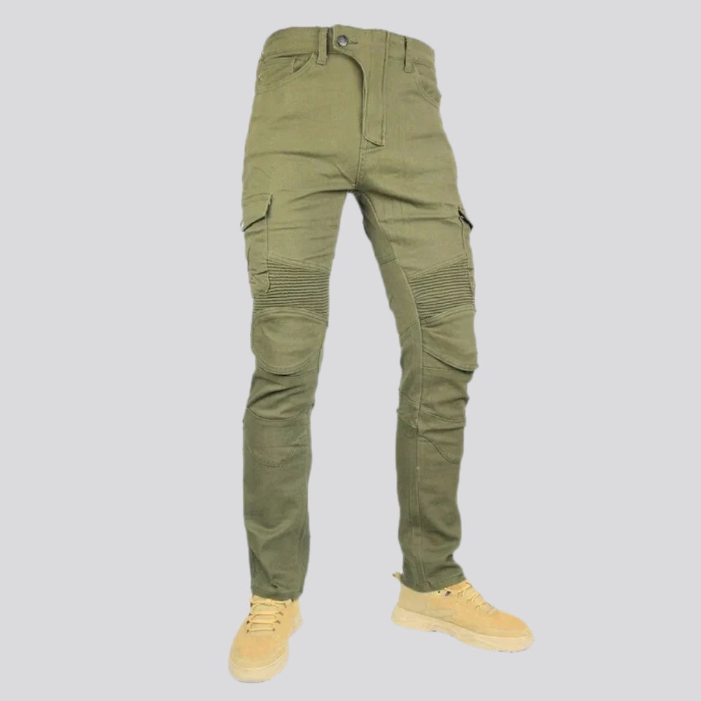 Cargo slim biker denim pants