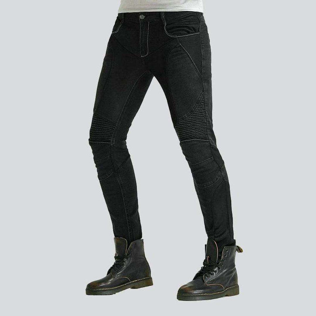 Biker jeans with breathable mesh