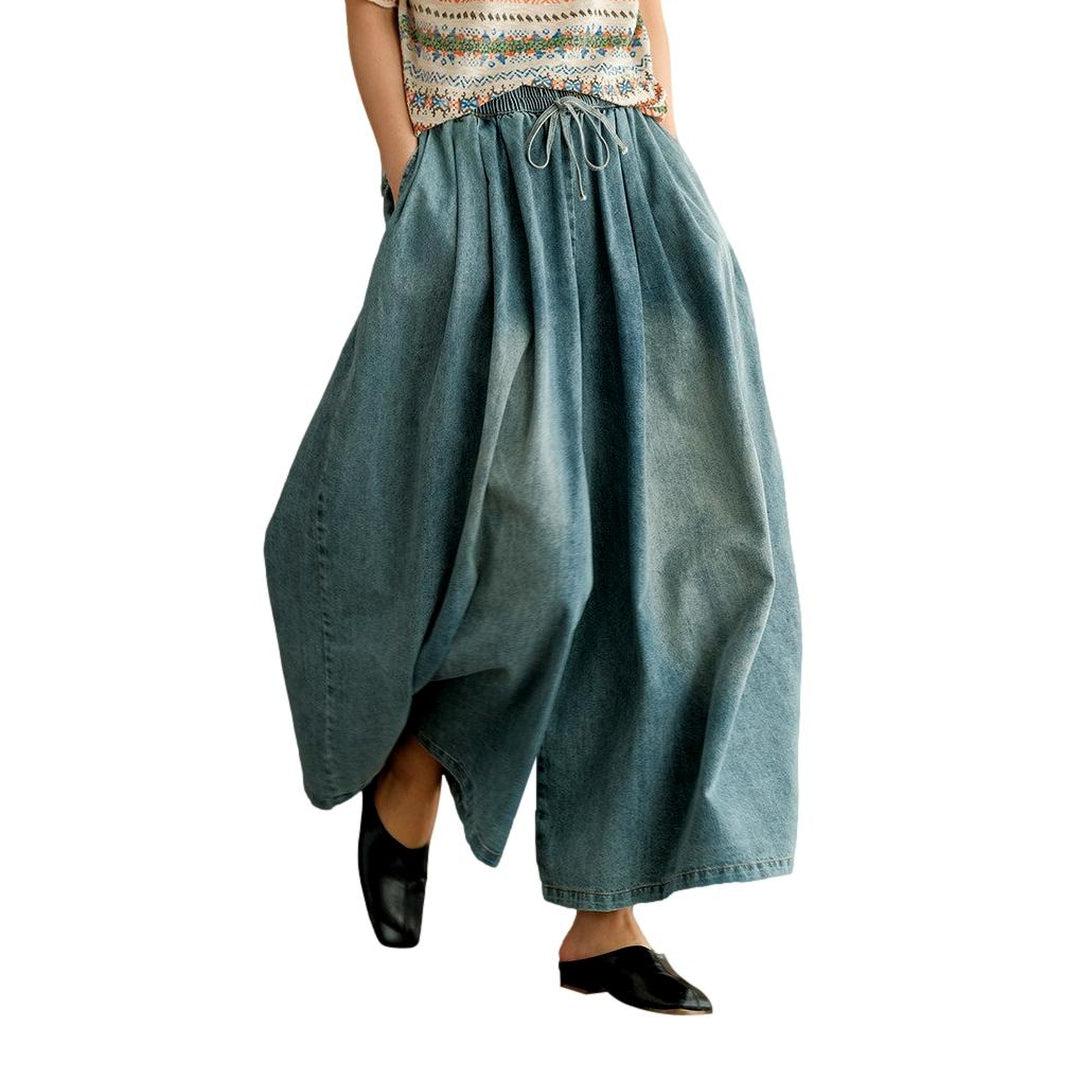 Stylish women culottes denim pants