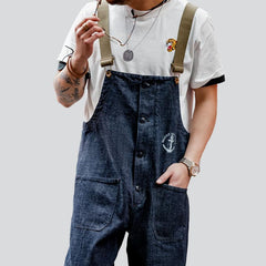 Straight pocket baggy denim jumpsuit