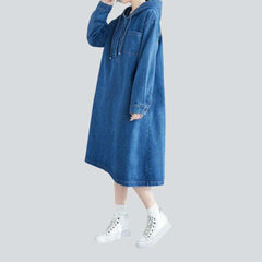 Long sleeve hooded denim dress