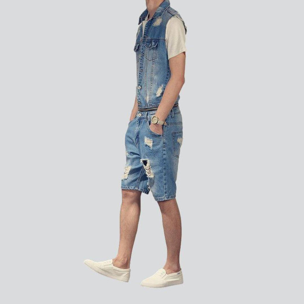 Sleeveless overall shorts for men