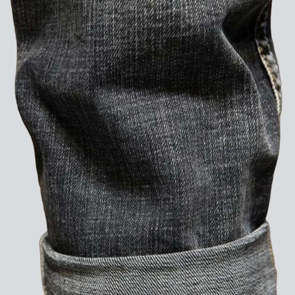 Dark grey men torn jeans