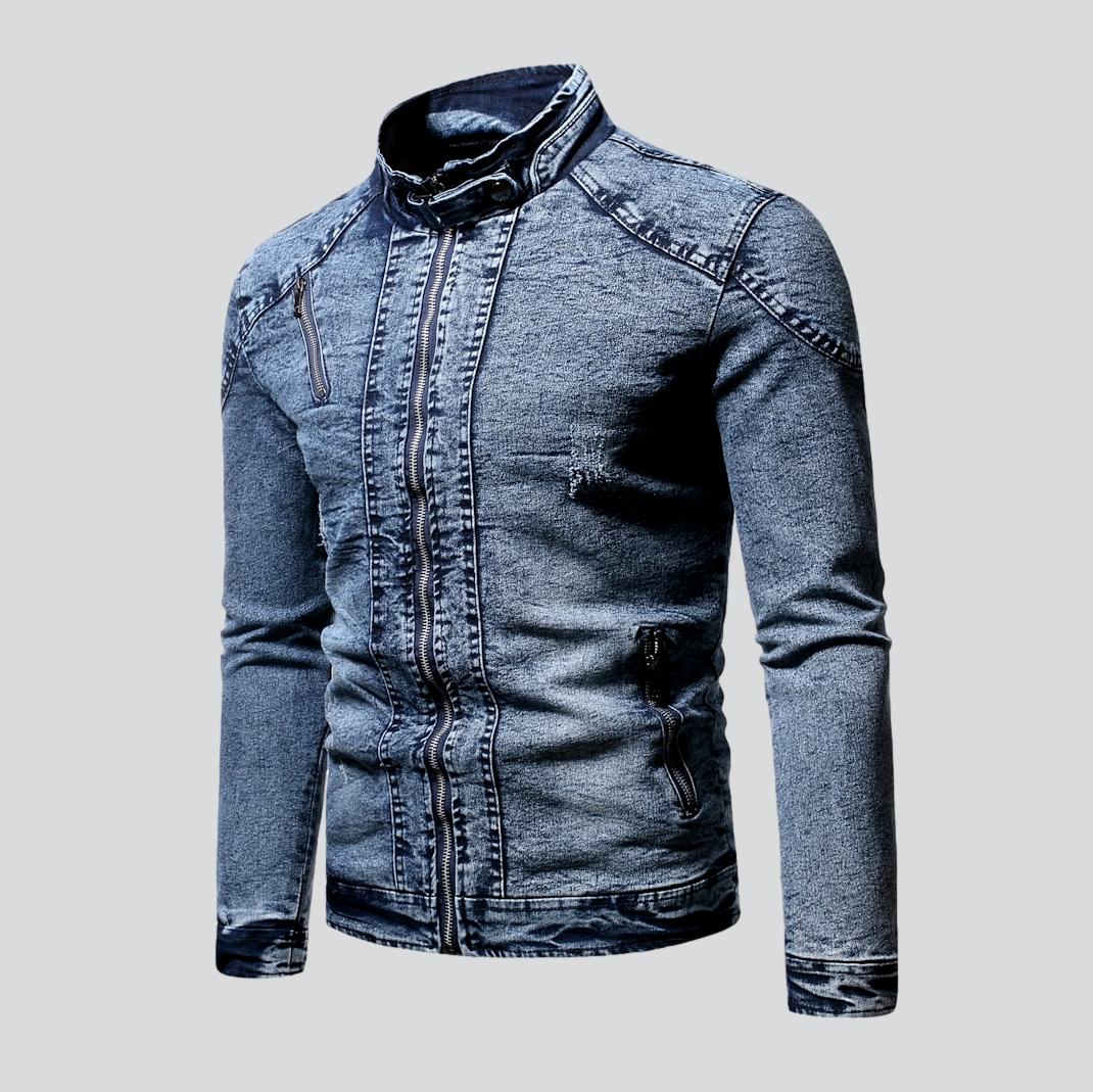 Winter men moto denim jacket