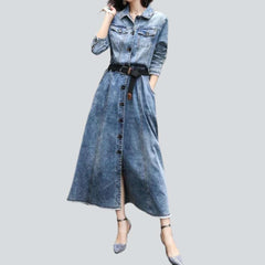 Fashion vintage long denim jacket