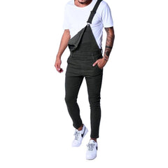 Skinny color men denim jumpsuit