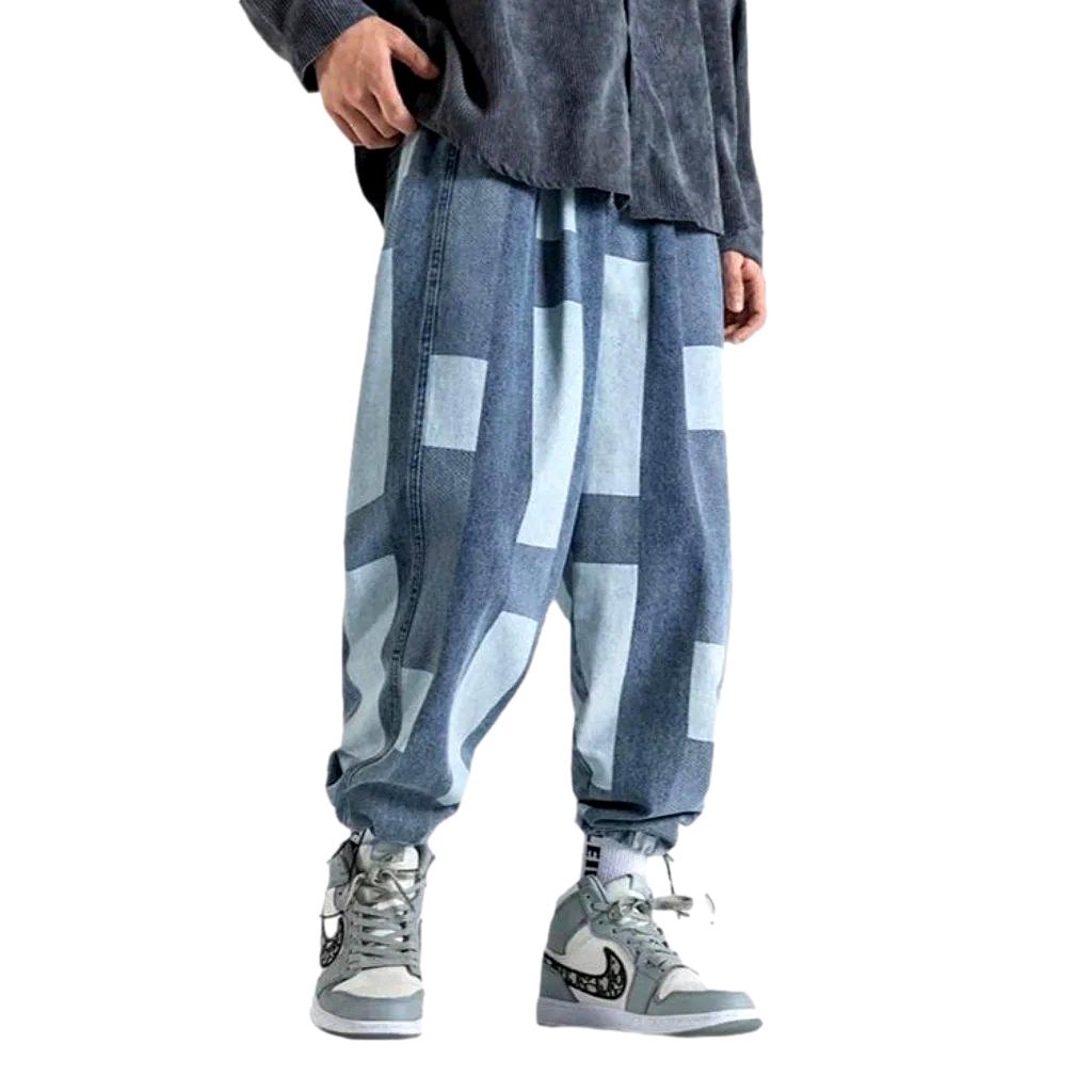 Rectangle print men baggy joggers