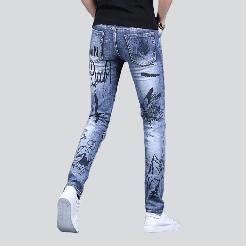 Super skinny printed men jeans