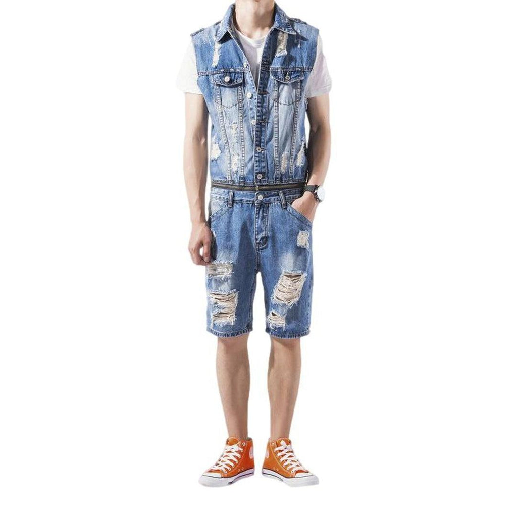 Sleeveless overall shorts for men