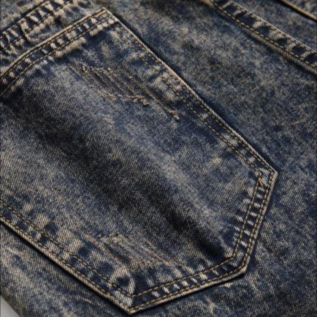 Vintage ripped patched men jeans