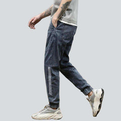 Men denim joggers with bands