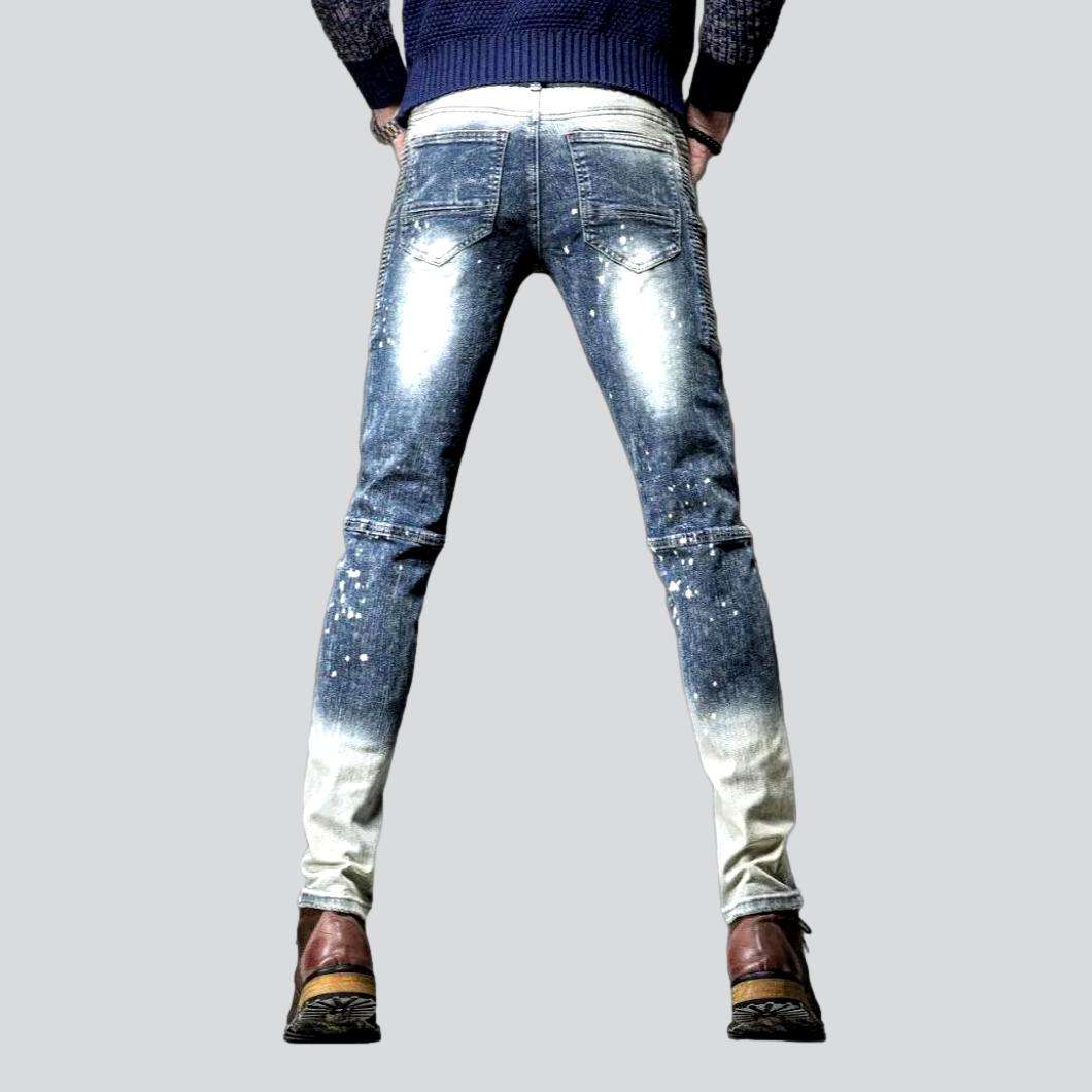 Bleach wash skinny men jeans