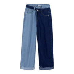 Two-tone leg women baggy jeans