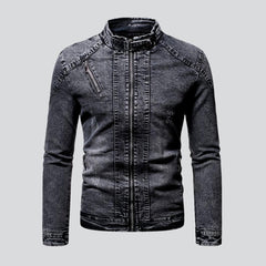 Winter men moto denim jacket