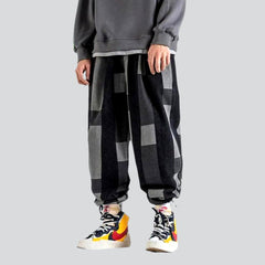 Rectangle print men baggy joggers