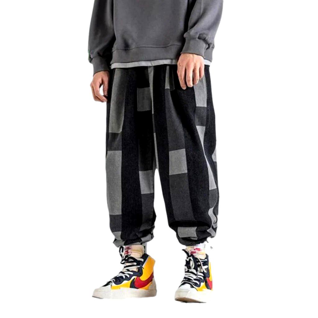 Rectangle print men baggy joggers