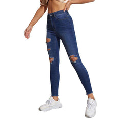 Butt-lifting distressed women jeans