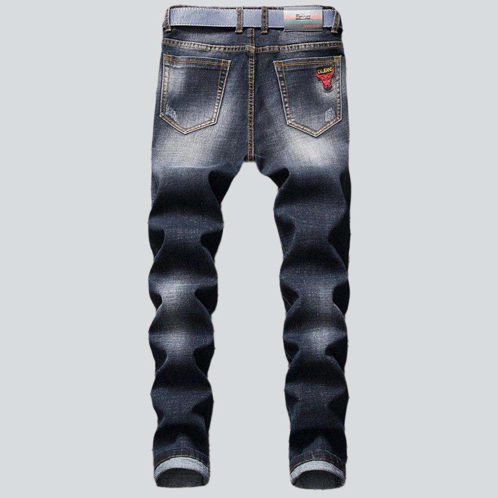 Bull embroidery men jeans