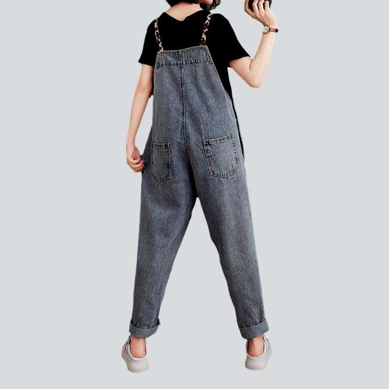 Jeans-Overall mit Linienstickerei für Damen